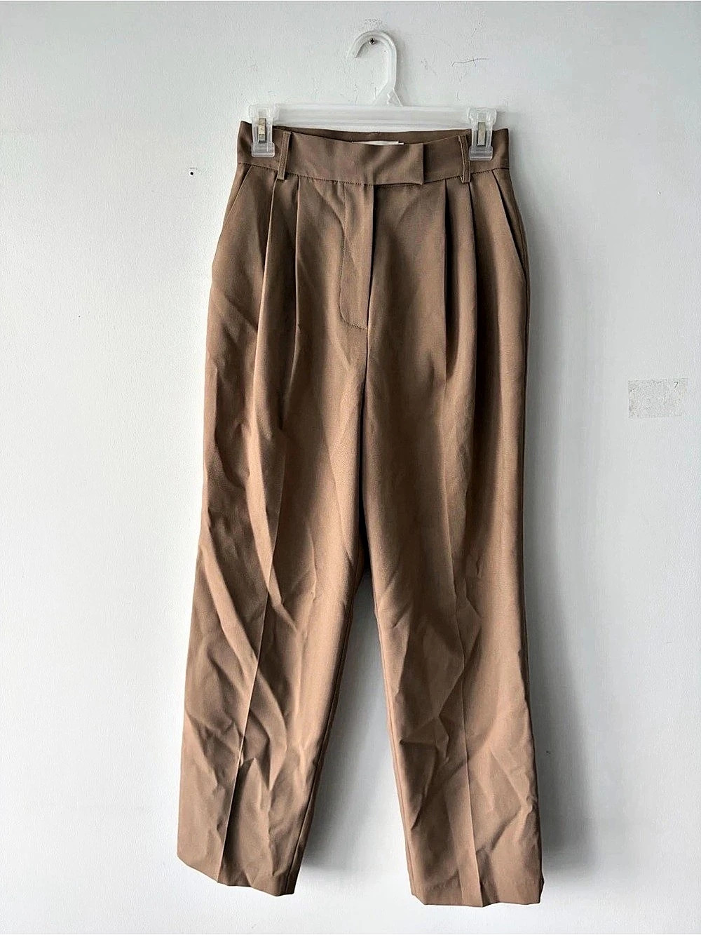 Frankie Shop Women’s Pleated Wide Leg Beige Pants Trousers Size S